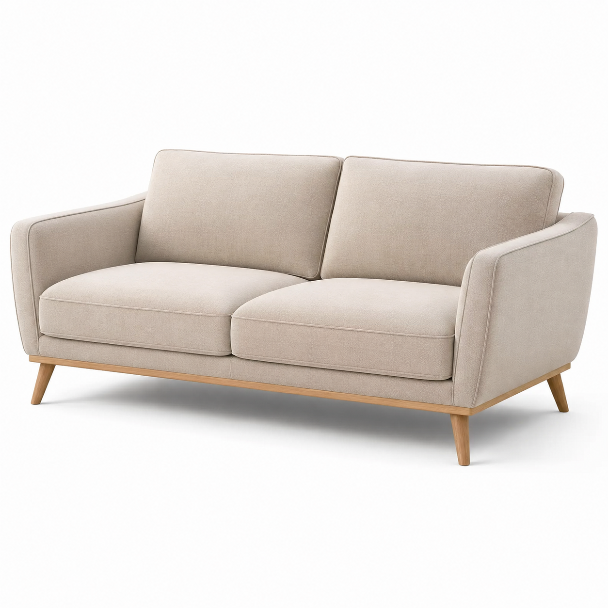 2-Sitzer-Sofa in Beige mit Holzbeinen, 188 x 84 x 82 cm