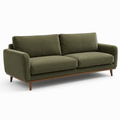 Modernes Dreisitzer-Sofa mit Stoffbezug und Holzrahmen, Olivgrün/Braun, 220 x 90 x 85 cm