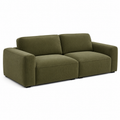 Modernes 2-Sitzer-Sofa mit Cordbezug in Olivgrün und schwarzen Füßen, 220 x 100 x 82 cm