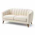 2-Sitzer-Sofa mit Bouclé-Bezug in Creme und braunen Holzfüßen, 175 x 85 x 78 cm