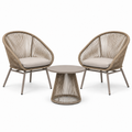 3-teiliges Gartenmöbel-Set in Taupe und Beige mit 2 Sesseln 75 x 77 x 86 cm und Rundtisch 60 x 45 cm