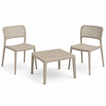 3-teiliges Gartenmöbel-Set aus Kunststoff in Taupe mit 2 Stühlen 56 x 57 x 82 cm und Tisch 59 x 59 x 40 cm