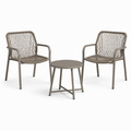 3-teiliges Gartenmöbel-Set in Taupe mit 2 Armlehnstühlen 58 x 60 x 84 cm und rundem Tisch 52 x 45 cm
