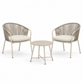 3-teiliges Gartenmöbel-Set in Beige/Taupe – 2 Gartensessel je 70 x 68 x 78 cm und Tisch Ø 55 x 45 cm