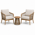 3-teiliges Gartenmöbel-Set mit 2 Sesseln 75 x 78 x 82 cm und Tisch Ø 50 x 48 cm, Beige/Braun