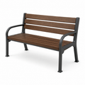 Gartenbank mit Armlehnen, 120 x 60 x 85 cm, Metall und Latten in Holzoptik, Braun/Schwarz