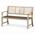 Gartenbank für 2 Personen, 127 x 60 x 89 cm, Metallgestell mit Armlehnen und Sitzauflage, Beige/Braun