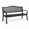 Schwarze Gartenbank aus Metall, 127 x 60 x 89 cm, 2-Sitzer mit Armlehnen