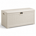 Aufbewahrungsbox mit Deckel und Verschlussvorrichtung, 120 x 55 x 60 cm, Beige, Rattanoptik