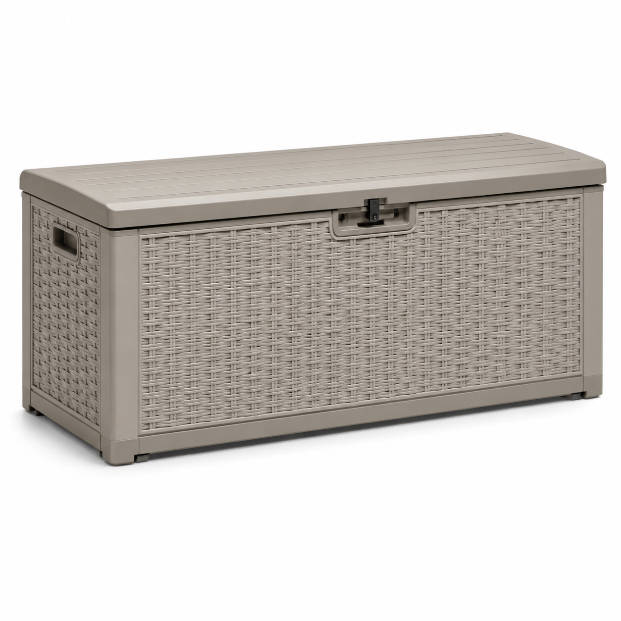 Aufbewahrungsbox mit Deckel in Rattanoptik, Taupe, 120 x 55 x 60 cm