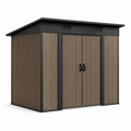 Gerätehaus aus Metall und Verbundwerkstoff, Braun/Schwarz, 220 x 150 x 215 cm, mit Doppeltür und Belüftung