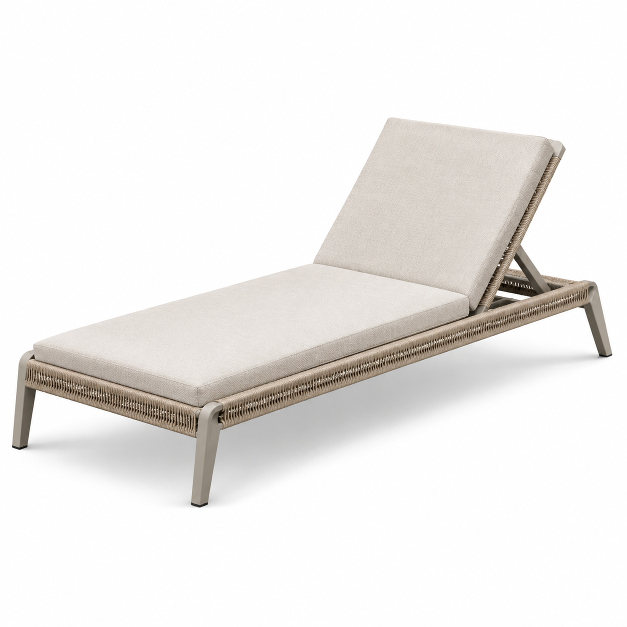 Gartenliege mit verstellbarer Rückenlehne und Polsterauflage, Beige/Taupe, 200 x 70 x 88 cm