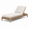 Gepolsterte Liege mit verstellbarer Rückenlehne, Holzrahmen und Seilgeflecht, Beige/Natur/Taupe, 200 x 75 x 85 cm